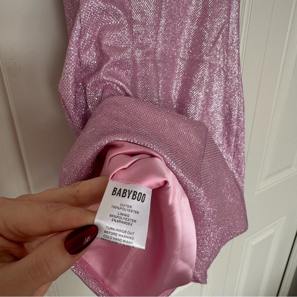 New Babyboo Mya Pink Glitter Mini Dress - Picture 7 of 9
